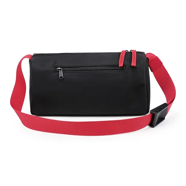 Dickies Polyester Cylinder Toast Bag Pillow Bag Shoulder Bag Commute Crossbody Bag Regular Unisex Black/Red-2