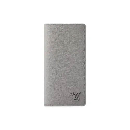 LOUIS VUITTON Brazza Leather Wallet Men's Gray