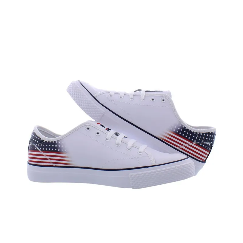 FILA Monroe Americana Slip Resistant Cushioning Low Top Skateboard Shoes Men's White Blue Red-1