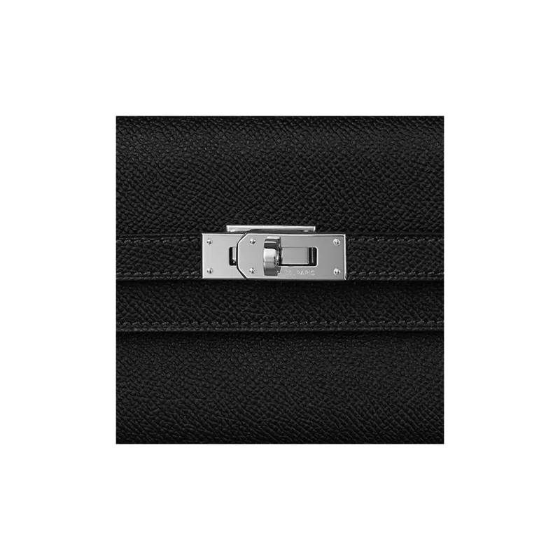 HERMES Epsom Calfskin Wallet Medium Size Unisex Noir Black-2
