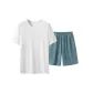 White Pajamas+Smoke Blue Pajama Pants