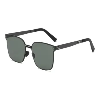 Pair Ponyo Stainless Steel Square Sunglasses Unisex Gunmetal