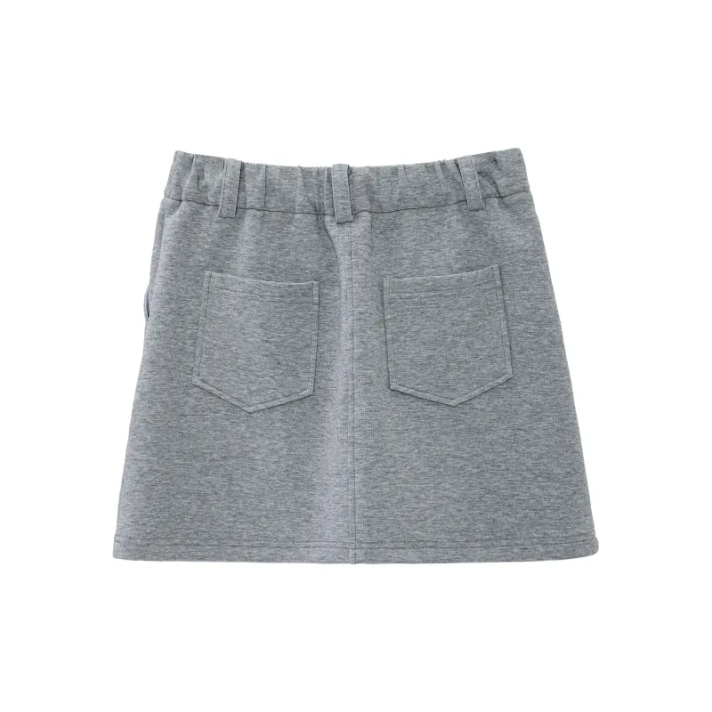 Fstudio Drawstring Sweatshirt Skirt Women's Gray-1