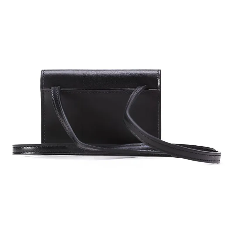FENDI Leather Coin Purse Money Clip Card Holder Regular Women's Black-3