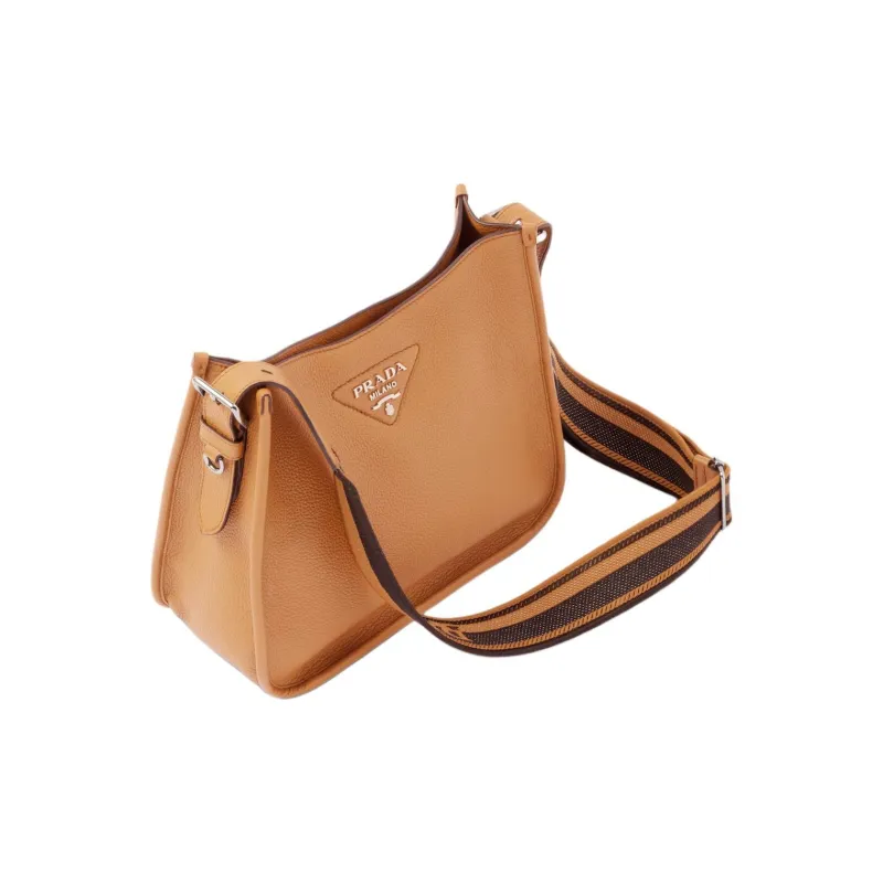 PRADA Hobo Leather Shoulder Bag Crossbody Bag Women's Caramel-1