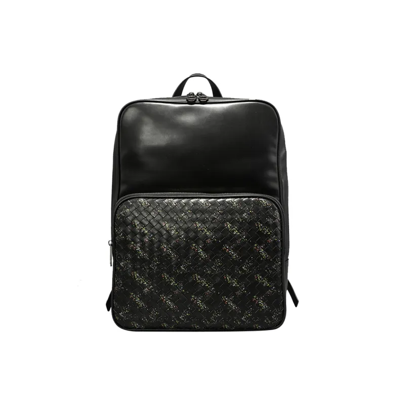 PULUWIRR Cow Leather Backpack Regular Unisex Black-0