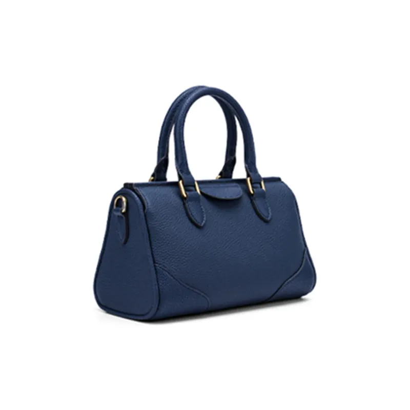 HONGU Cow Leather Boston Bag, One Shoulder Handbag Regular Women's Indigo, Orange-1