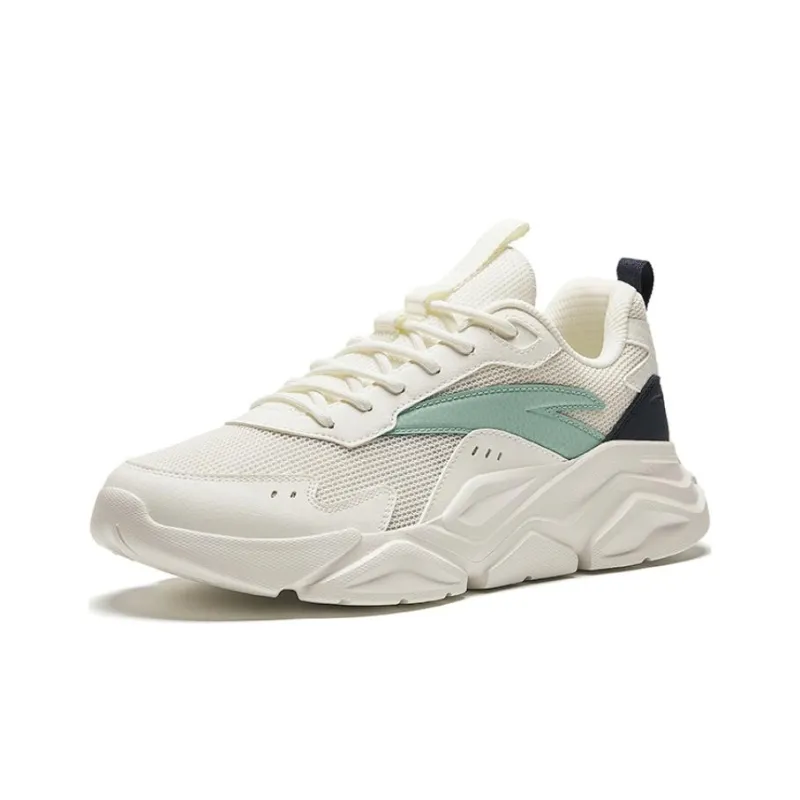 Anta Life Collection Cushioned Slip Resistant Low Top Casual Shoes Men's White Teal Blue-1