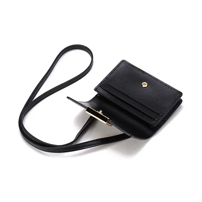 FENDI Leather Coin Purse Money Clip Card Holder Regular Women's Black-5