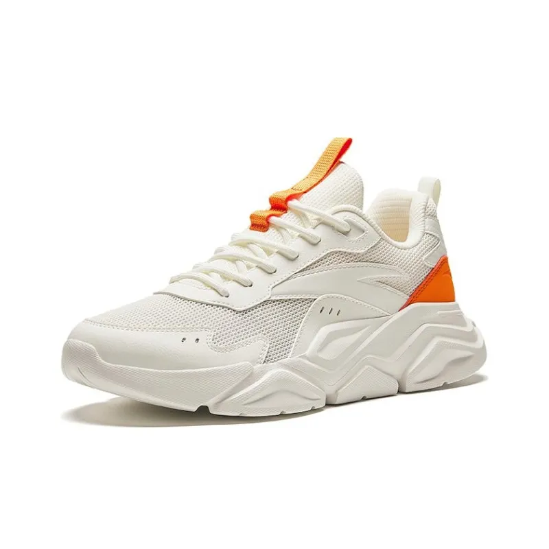Anta Life Collection Cushioned Slip Resistant Low Top Casual Shoes Men's White Orange-1