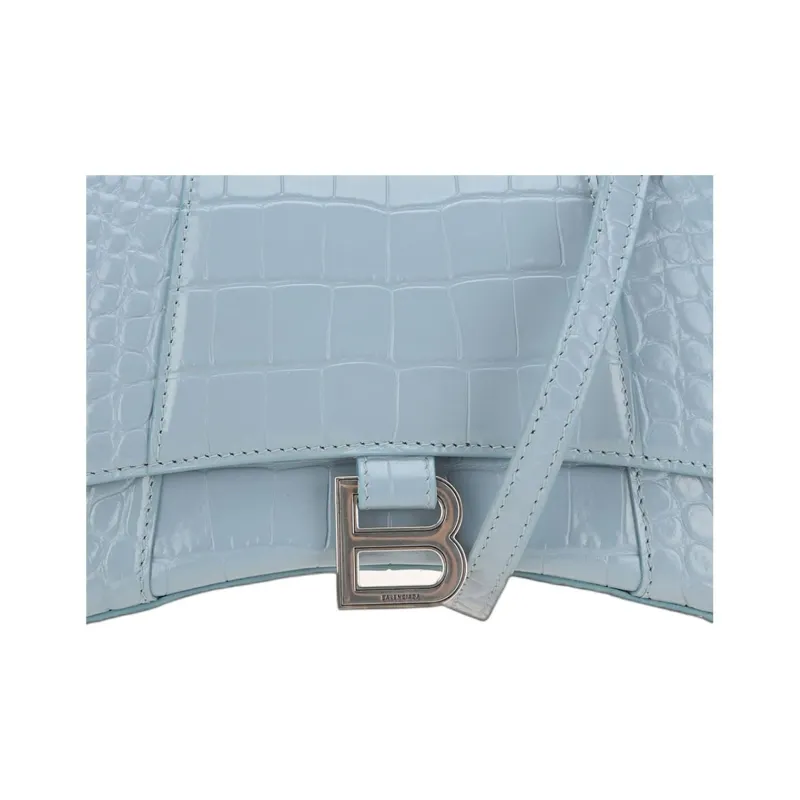 Balenciaga Hourglass Cow Leather Handbag Regular Women's Blue Gray-4