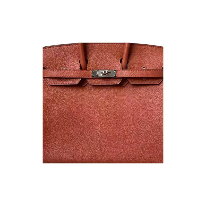 HERMES Birkin Leather Birkin Bag Handbags Women's 6C Pumpkin Color Inner Spelling Sapphire Blue-7