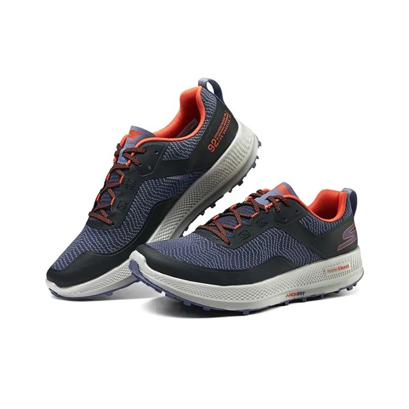 Skechers Cushioning Wear Resistant Low Top Running Shoes Men's Black Orange-3