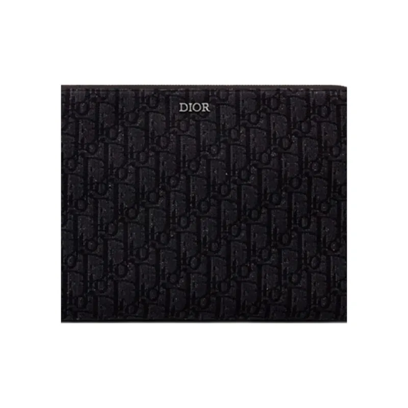 DIOR Cow Leather Wallets Clutches Men's Black-3