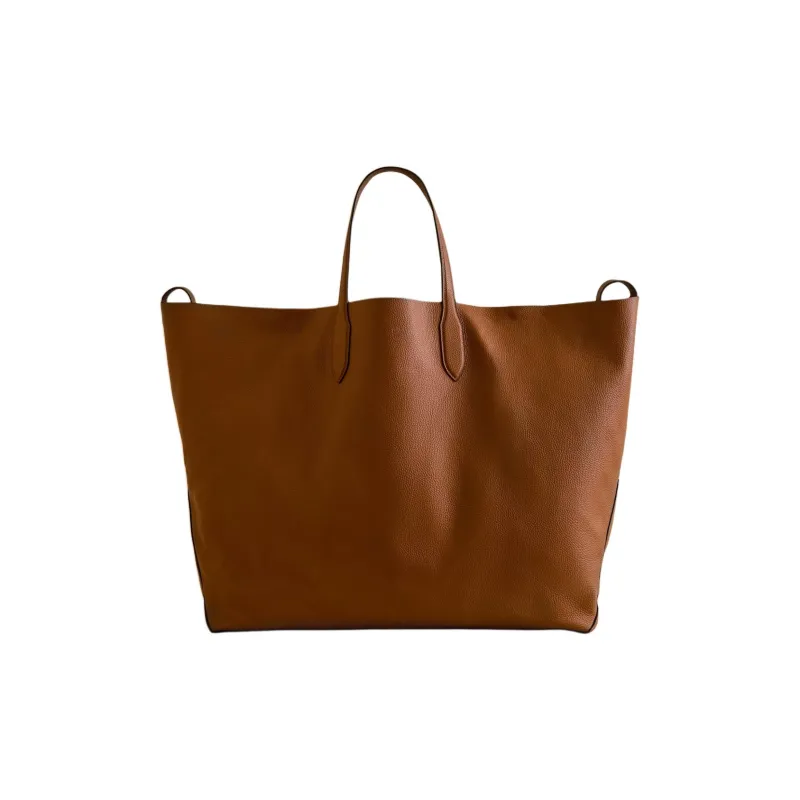 MARK CROSS Grained Calfskin Tote Bag Shopping Bag Shoulder Bag Handbag Extra Large Women's Brown-0