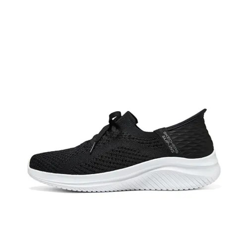 Skechers Cushioned Wear Resistant Breathable Low Top Casual Running Shoes Men's Black White