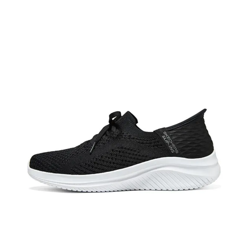 Skechers Cushioned Wear Resistant Breathable Low Top Casual Running Shoes Men's Black White-0