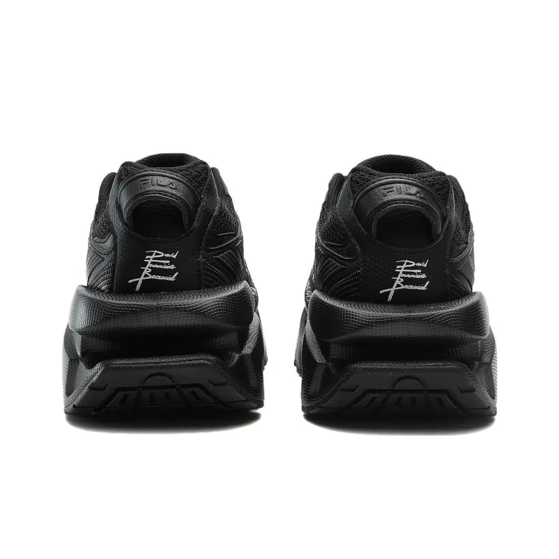 FILA Space Cushioned Wear Resistant Breathable Low Top Chunky Sneakers Men's Black-2