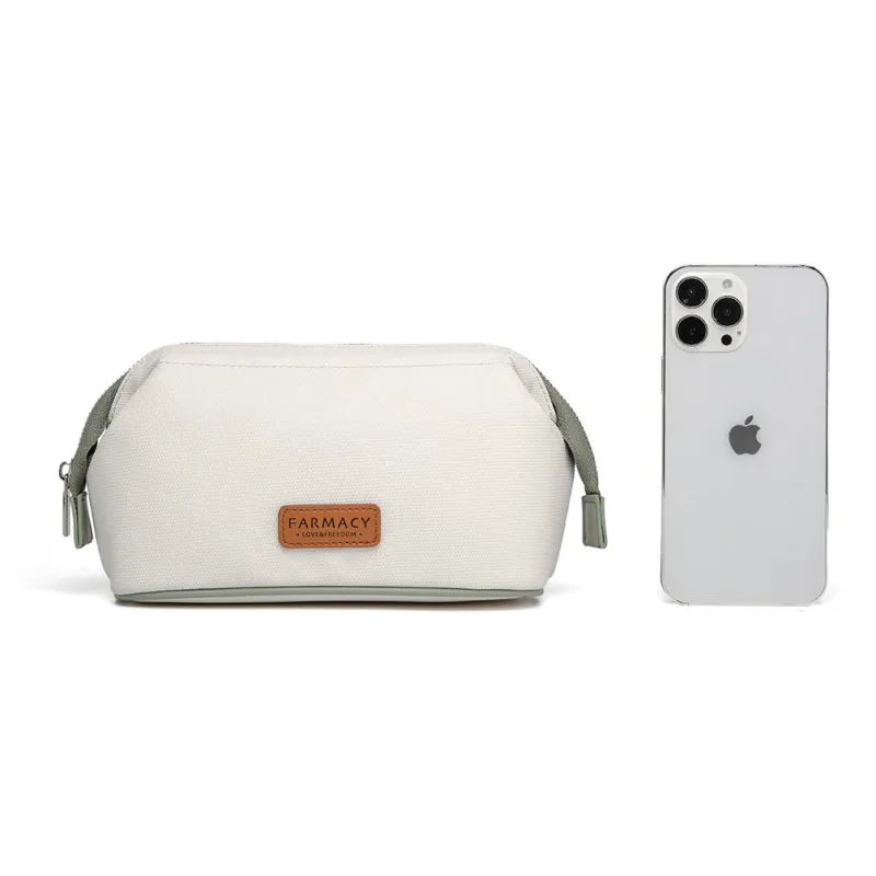 Farmacy PU Clutch Toiletry Bag Storage Bag Makeup Bag Medium Size Women's Black/Khaki/Green-12