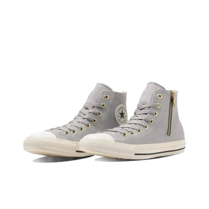 Converse All Star GOLDZIP HI Abrasion Resistant Breathable High Top Canvas Shoes Unisex Light Gray Japan Version-2