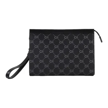 COOGI Cow Leather Envelope Clip Bag Clutch Large Size Men's Black Gray