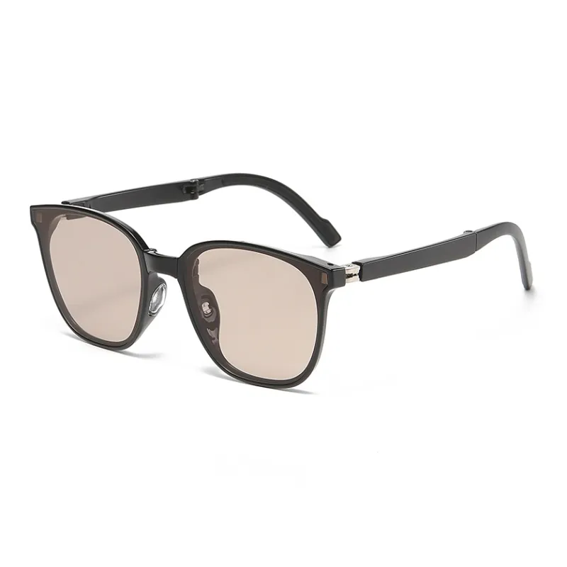 Pair Ponyo TR/Memory Plastic Square Sunglasses Unisex Black/Transparent Gray/Transparent-1