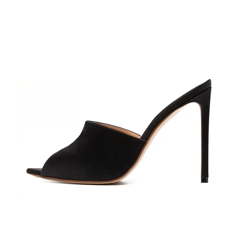 FRANCESCO RUSSO 105mm Peep-toe Satin Mules-0