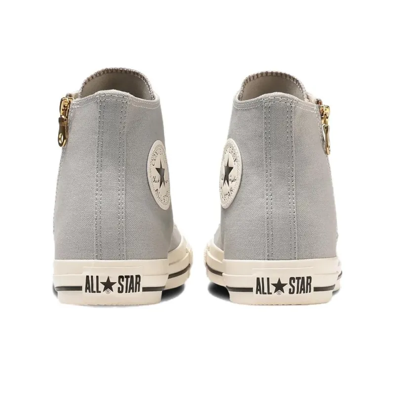 Converse All Star GOLDZIP HI Abrasion Resistant Breathable High Top Canvas Shoes Unisex Light Gray Japan Version-4