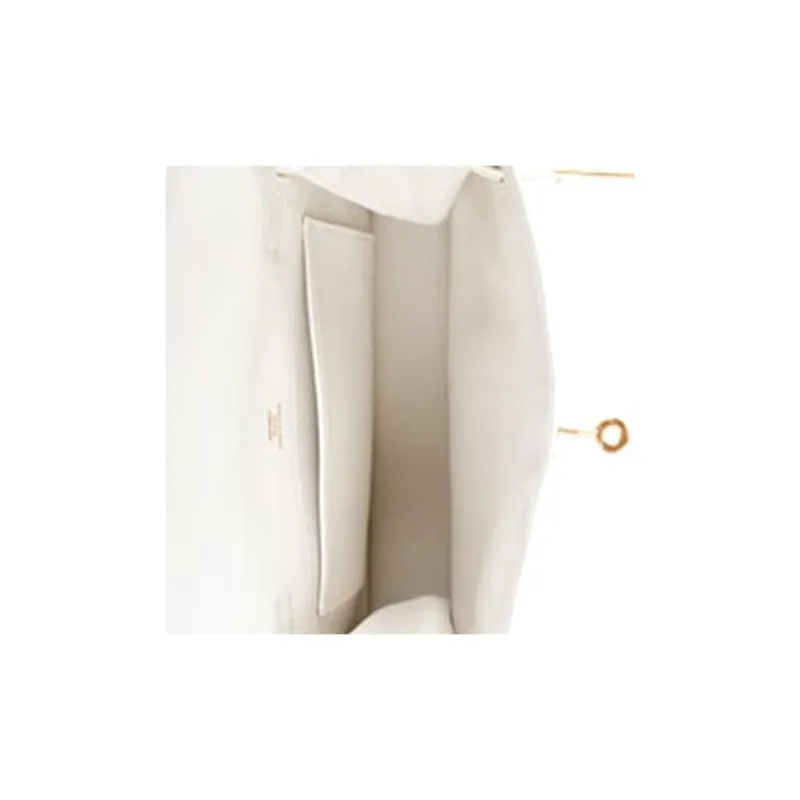 HERMES Kelly Danse Evercolor Calfskin One Shoulder Crossbody Clutches Women's 01 Blanc Pure White-3