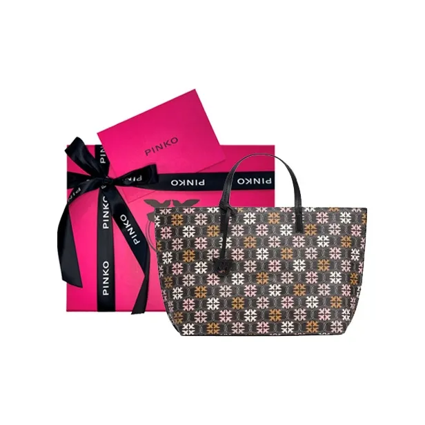 PINKO Cow Leather Tote Bag, Shopping Bag, Handbag Tubas Women's Multicolor-3
