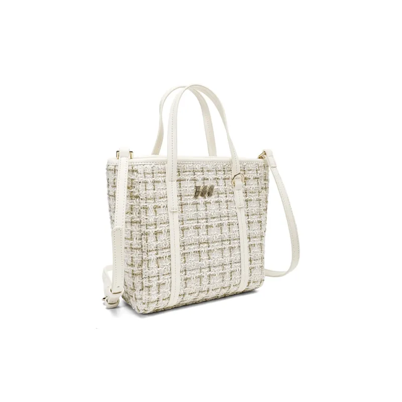 MQ Polyester With Fabric One Shoulder Handbags Women's Dark Blue/Latte Brown/Ecru-1