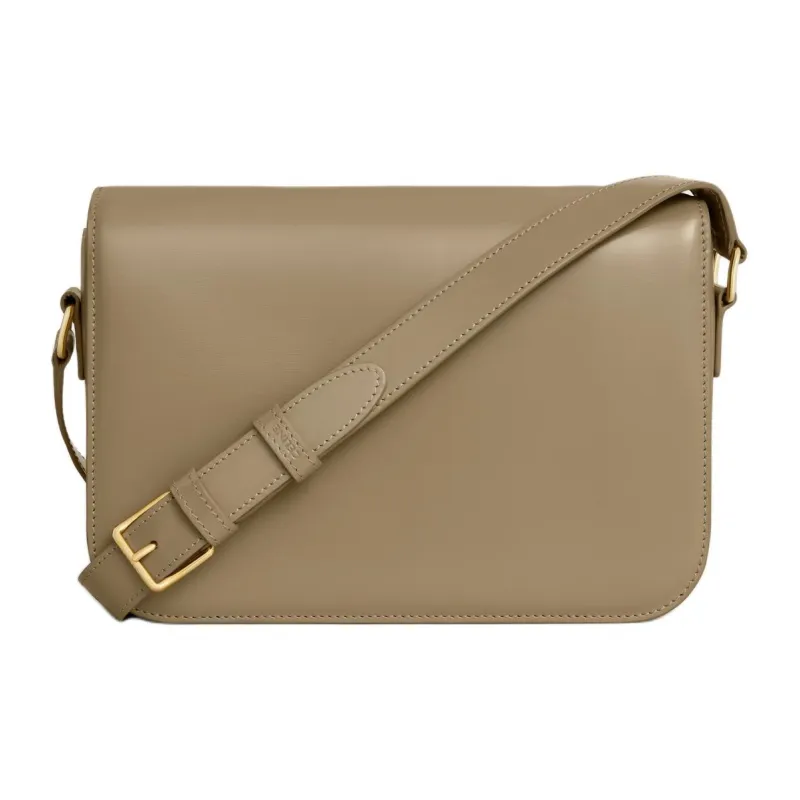 CELINE Triomphe Calfskin Shoulder Bag, Portable Crossbody Bag Women's Tan-2