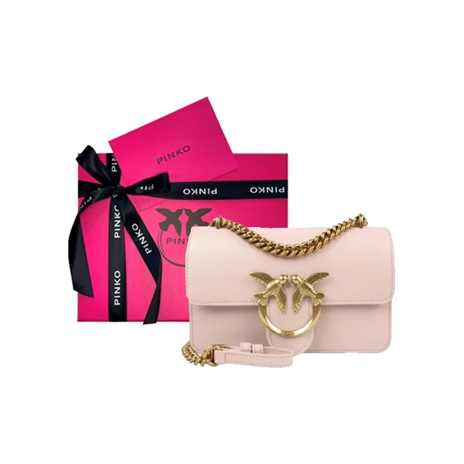 PINKO Cow Leather Shoulder Bag, Crossbody Bag Women's Pink-7