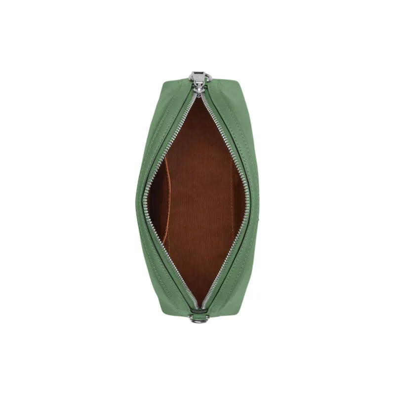 COACH Cross Grain Leather Dome Bag, Shoulder Bag, Crossbody Bag Trumpets Women's Silver & Light Green-2