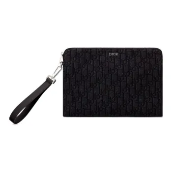 DIOR Cow Leather Wallets Clutches Men's Black