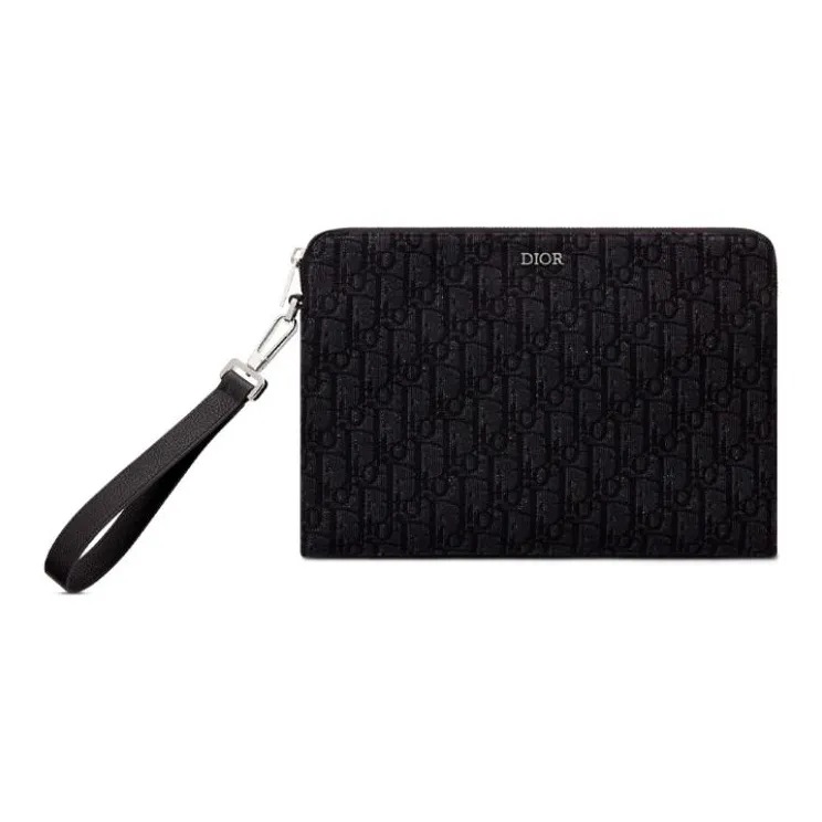 DIOR Cow Leather Wallets Clutches Men's Black-0