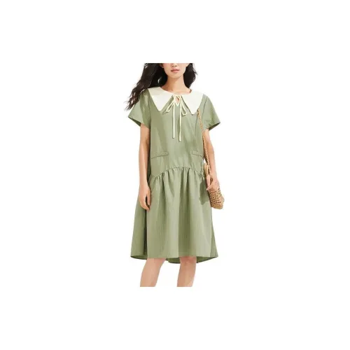 Asuka and new sake Short-Sleeved Dresses Women's Eau Green