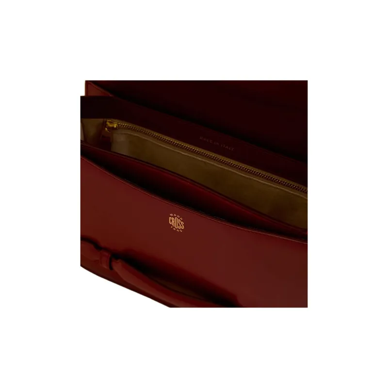 MARK CROSS Calfskin Handbag Shoulder Bag Women's Red-3