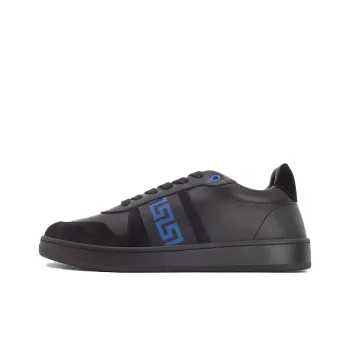 VERSACE Leather Low Top Sneaker Black Blue
