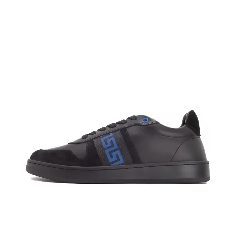 VERSACE Leather Low Top Sneaker Black Blue-0