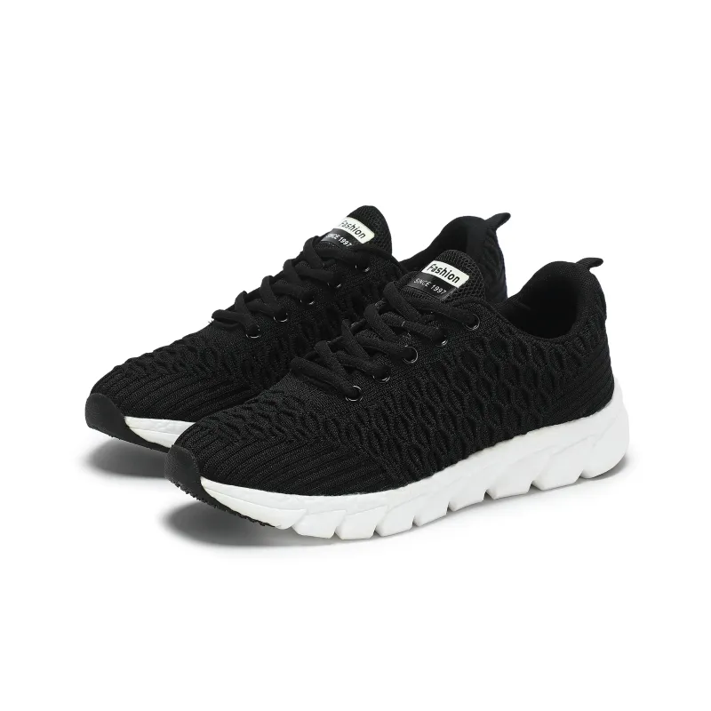 Singing Slip Resistant Breathable Lightweight Low Top Casual Shoes Unisex Black White-2