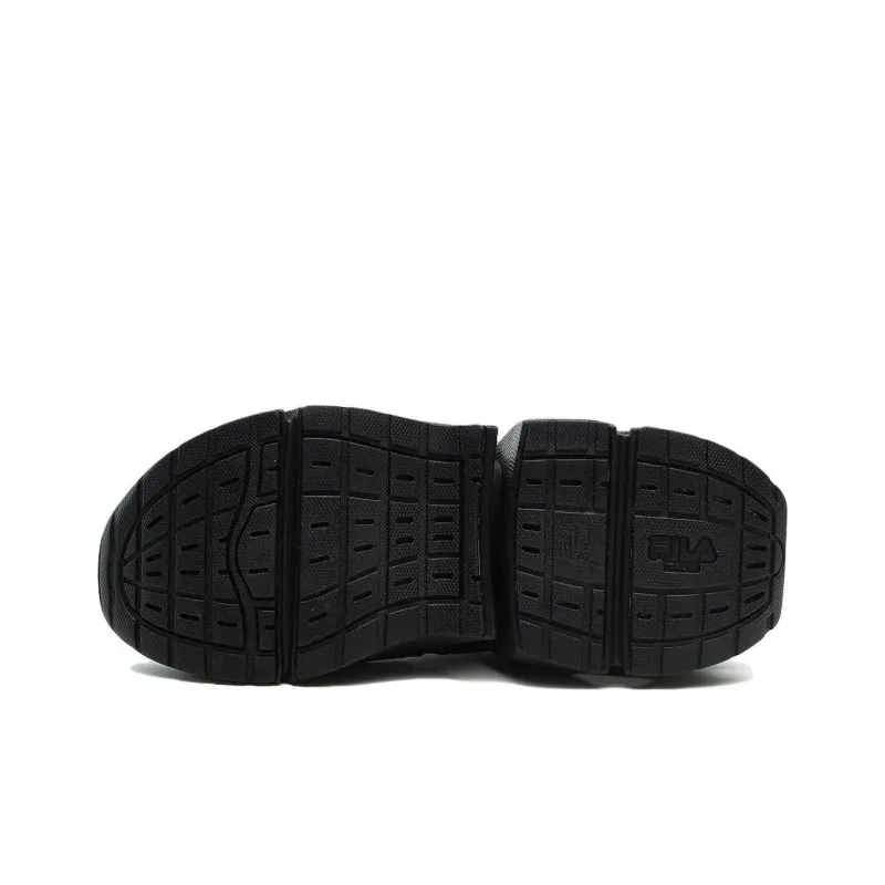 FILA Space Cushioned Wear Resistant Breathable Low Top Chunky Sneakers Men's Black-4