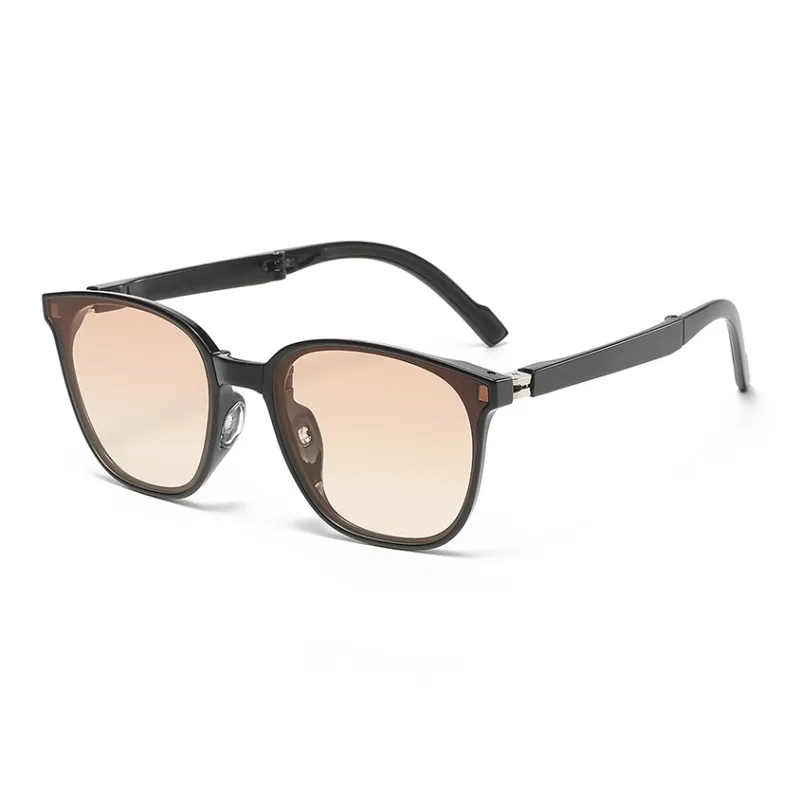 Pair Ponyo TR/Memory Plastic Square Sunglasses Unisex Black/Transparent Gray/Transparent-2