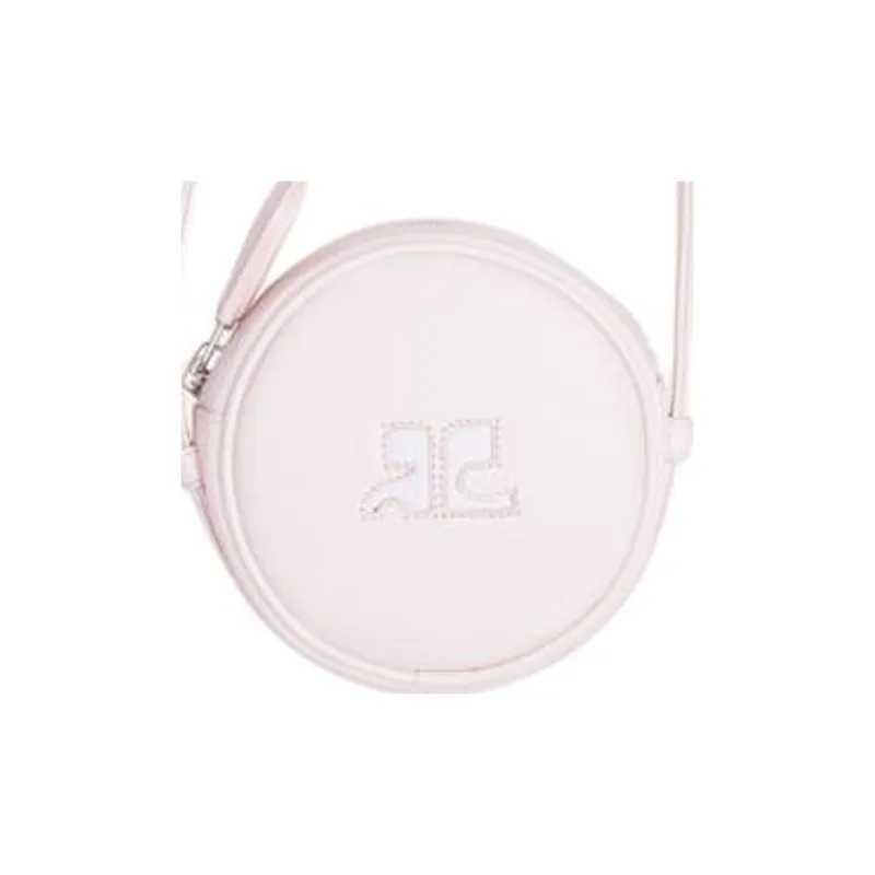 COURREGES Smooth Leather Shoulder Bag Crossbody Bag Small Size Women's Pink-4