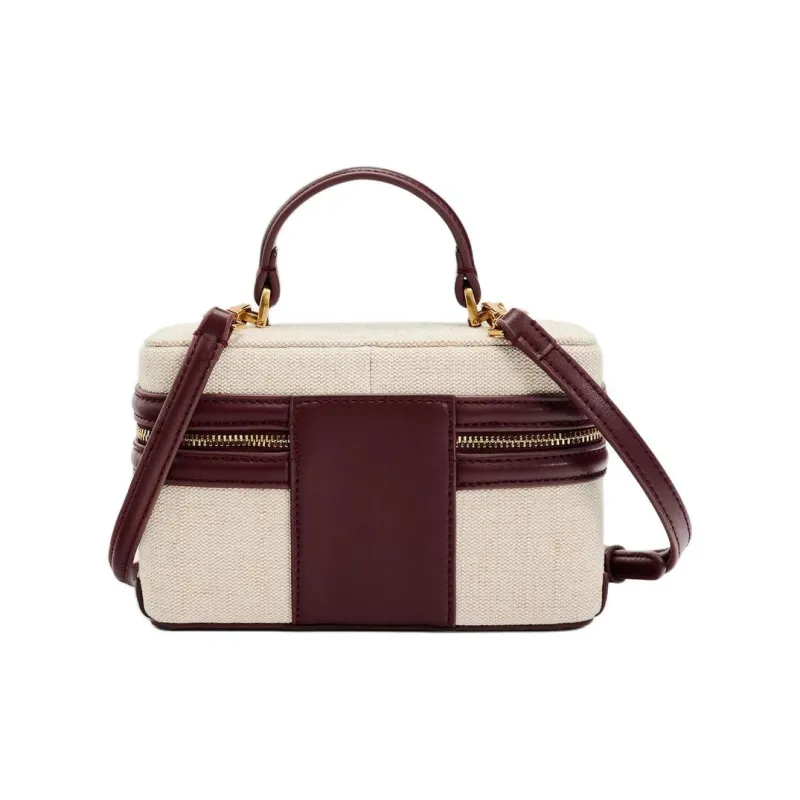 ZARA Cotton Small Square Bag One Shoulder Handbag Small Size Women's Strawberry-5