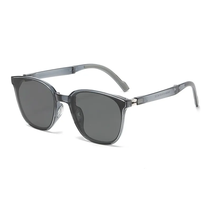 Pair Ponyo TR/Memory Plastic Square Sunglasses Unisex Black/Transparent Gray/Transparent-3