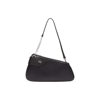 GCDS Calfskin Handbag Shoulder Bag Small Size Women's Black