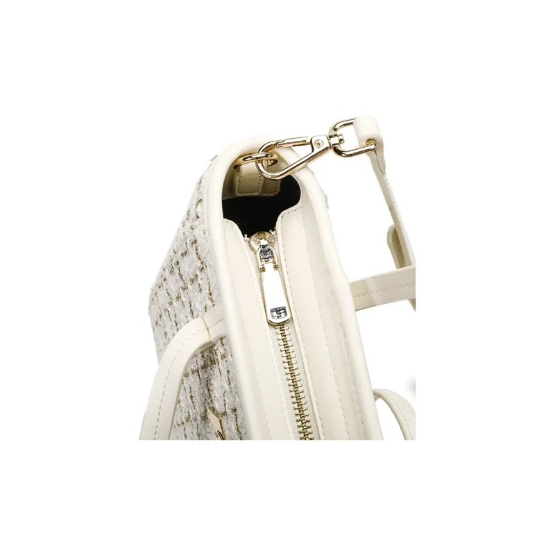 MQ Polyester With Fabric One Shoulder Handbags Women's Dark Blue/Latte Brown/Ecru-4