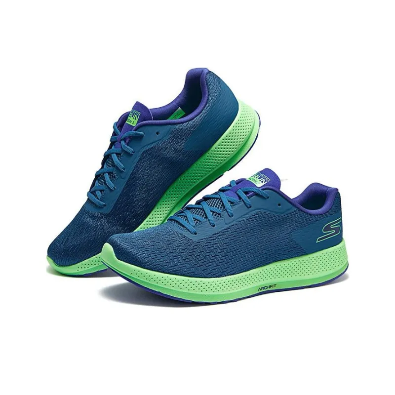 Skechers Cushioning Wear Resistant Low Top Running Shoes Men's Blue Green-3