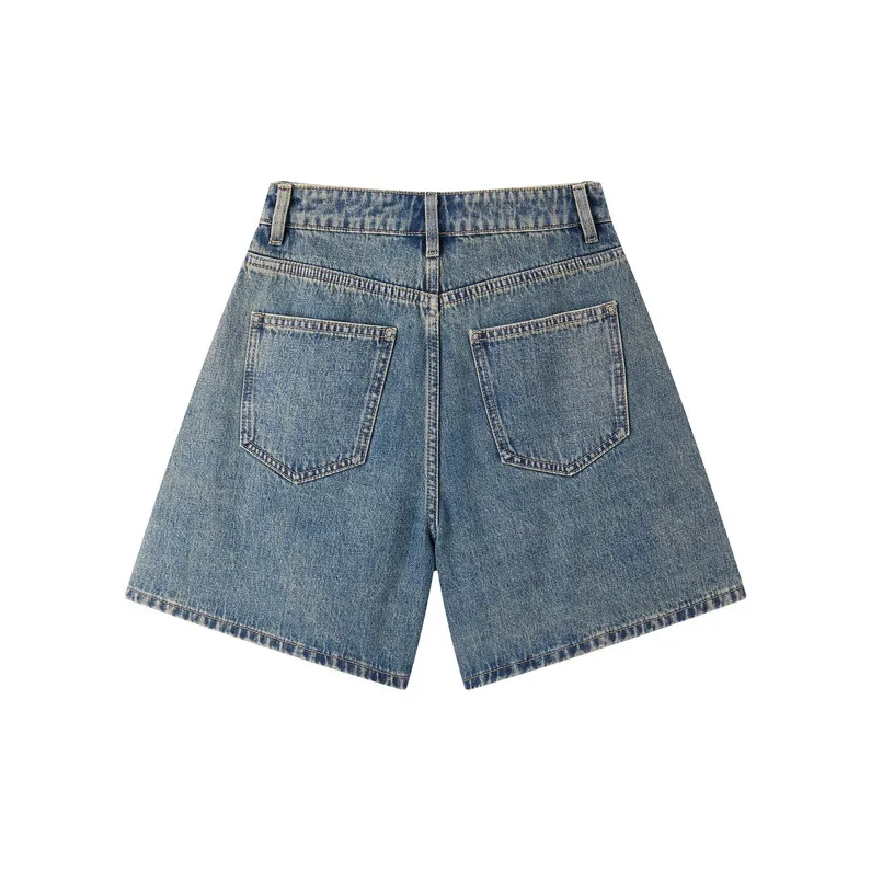 LEDIN Denim Shorts Women's Dark Denim Blue-1
